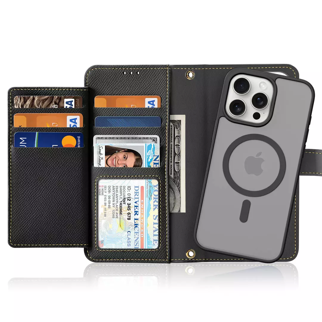 iPhone 15 Pro Max magnetic wallet case black by Dux Ducis