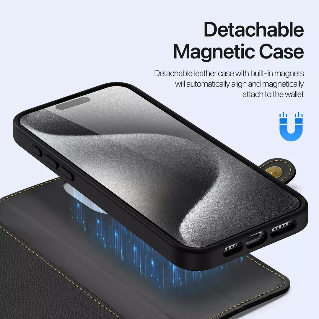 iPhone 15 Pro Max Magnetic Wallet Case Black by Dux Ducis - Image 5