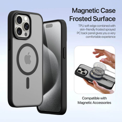 DUX DUCIS Lawa Series iPhone 15 Pro Max Wallet Case - Black, Detachable, Magnetic Charging, Card Holder Protection - Image 6