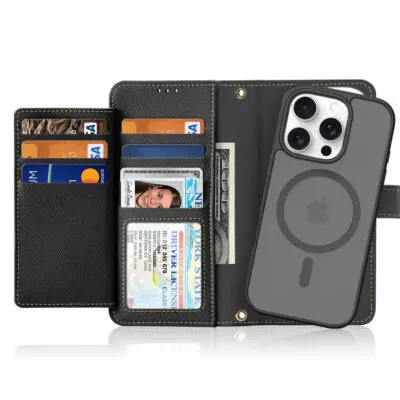 iPhone 16 Pro Max magnetic wallet case black by Dux Ducis
