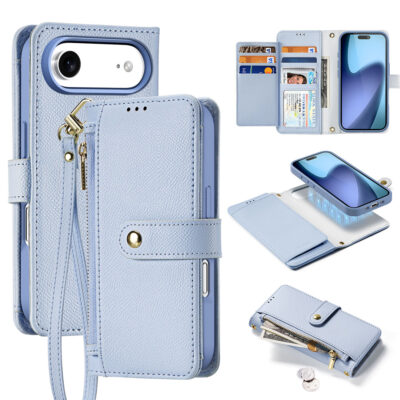 iPhone 17 Air detachable magnetic wallet case blue Lawa Series by Dux Ducis