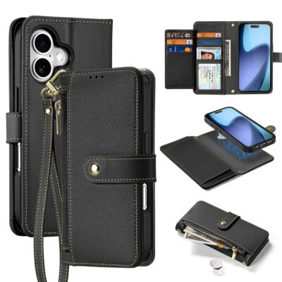 iPhone 17 detachable magnetic wallet case black Lawa Series by Dux Ducis