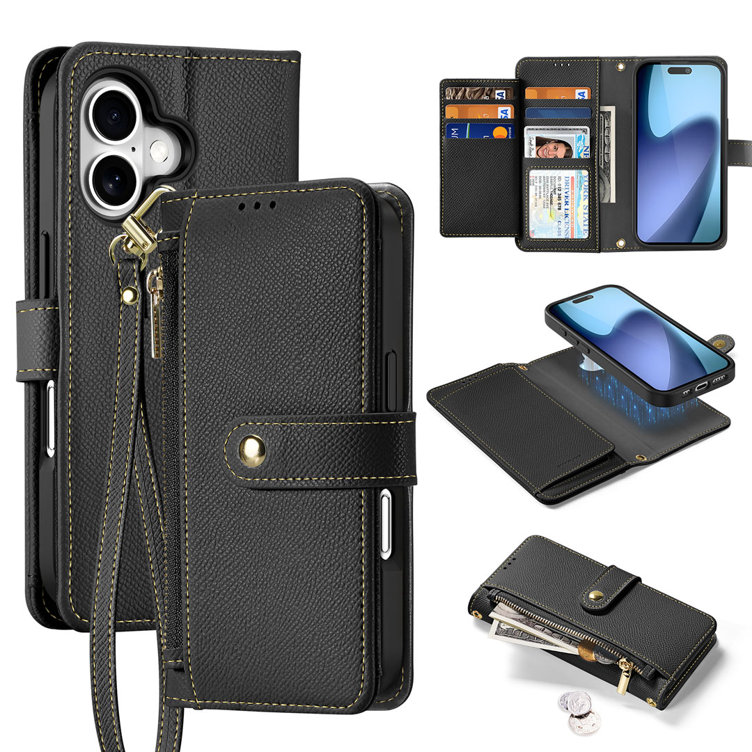 iPhone 17 detachable magnetic wallet case black Lawa Series by Dux Ducis