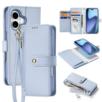 iPhone 17 detachable magnetic wallet case blue Lawa Series by Dux Ducis