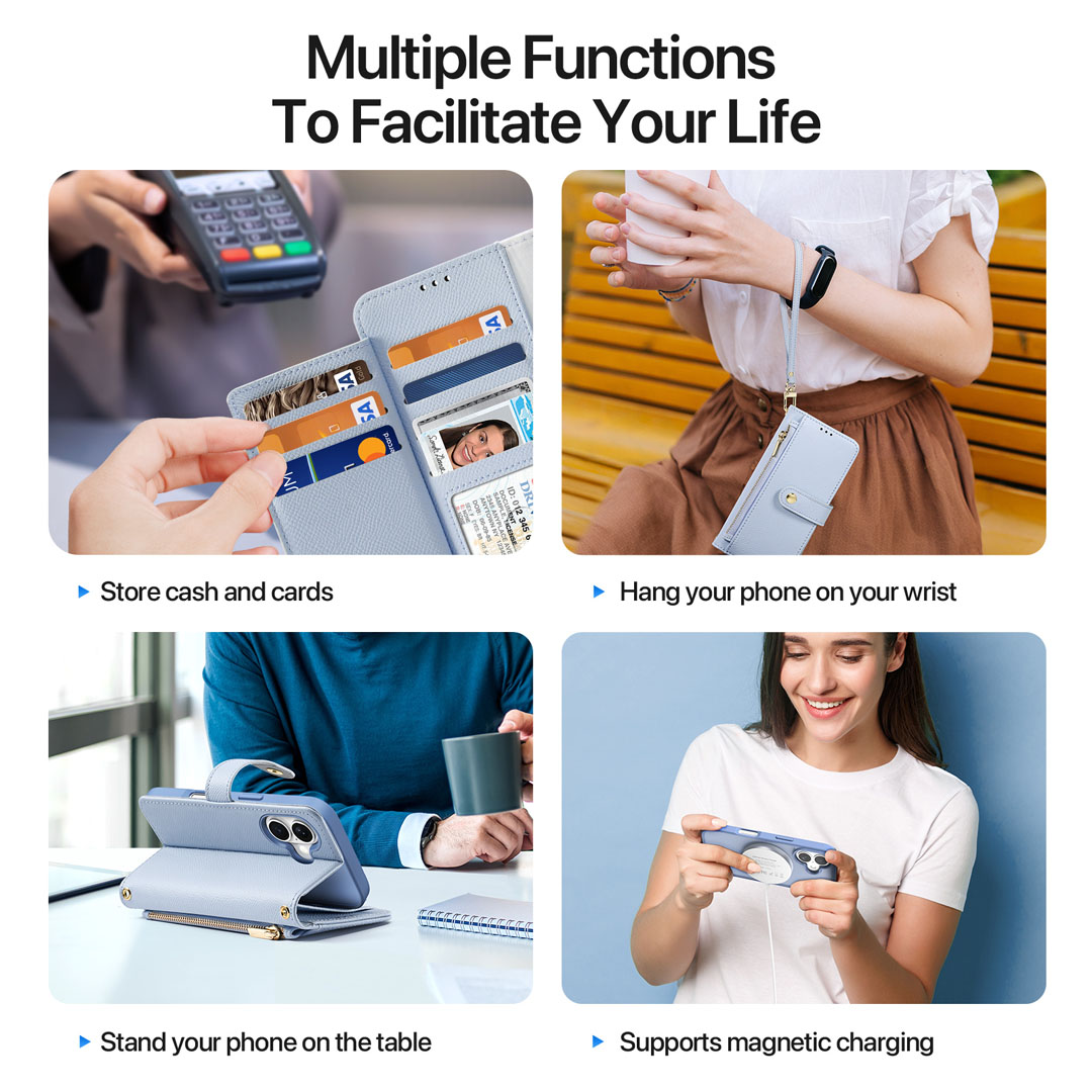 iPhone 17 Detachable Magnetic Wallet Case - Blue | Lawa Series by Dux Ducis - Image 4