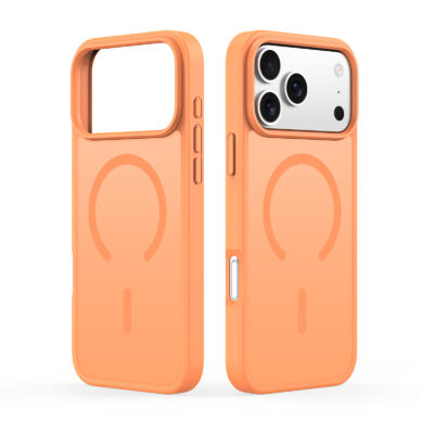 iPhone 17 Pro magnetic frosted back cover orange with drop protection