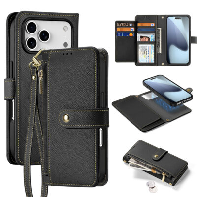 iPhone 17 Pro Max detachable magnetic wallet case black Lawa Series by Dux Ducis