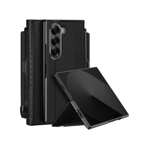 DUX DUCIS Bril Series PU Leather Case with Pen Holder for Samsung Galaxy Z Fold6 5G - Black