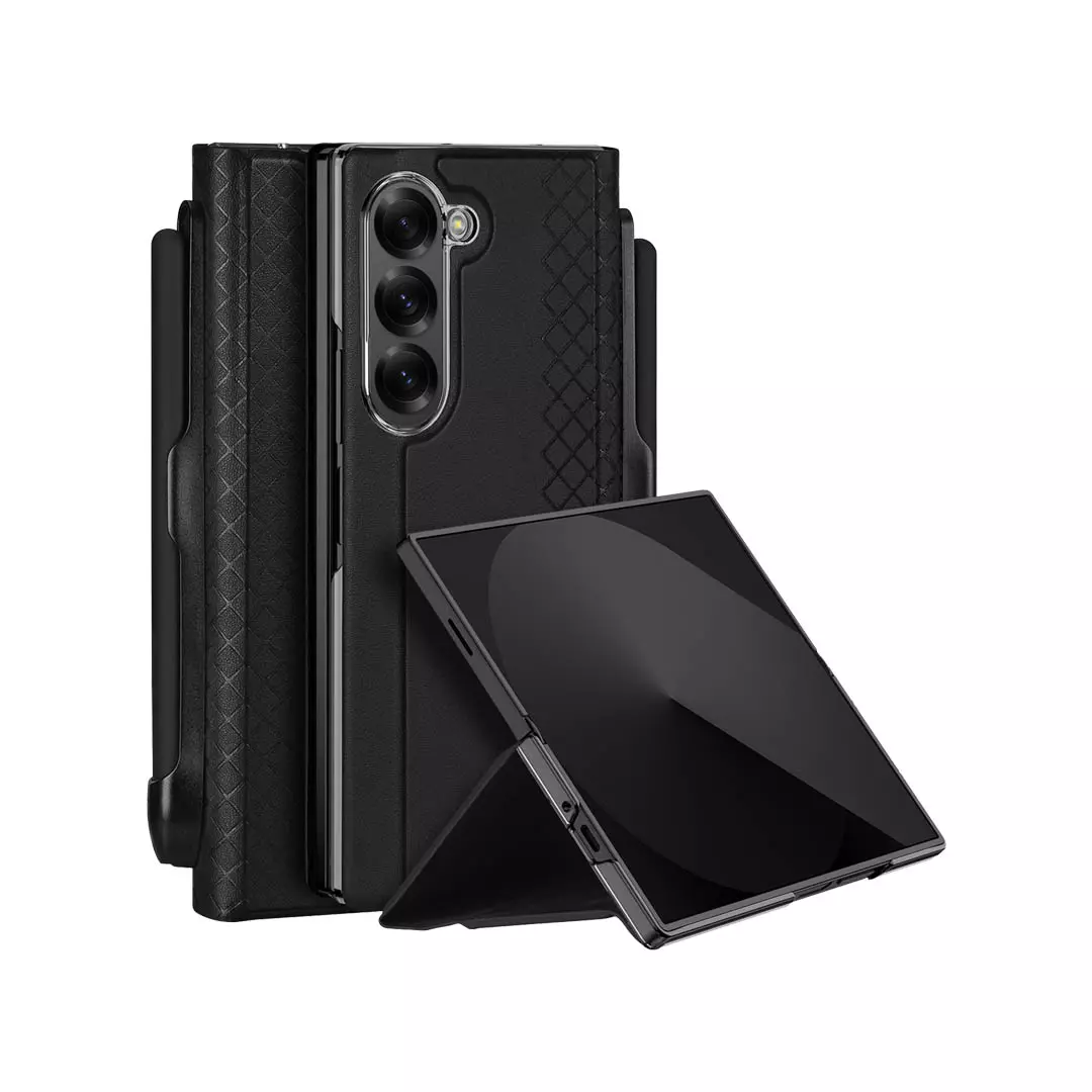 Samsung Galaxy Z Fold 6 leather wallet case with pen holder black by Dux Ducis