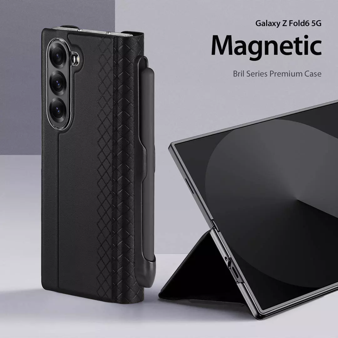 Samsung Galaxy Z Fold 6 Leather Wallet Case with Pen Holder Black by Dux Ducis - Image 4