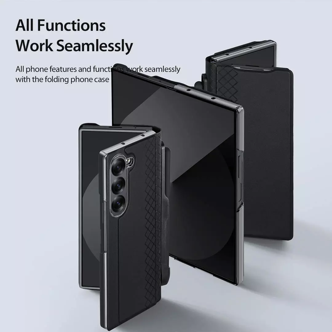 Samsung Galaxy Z Fold 6 Leather Wallet Case with Pen Holder Black by Dux Ducis - Image 6