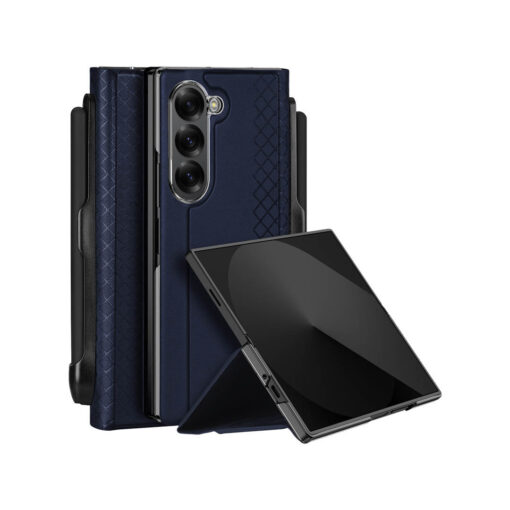 DUX DUCIS Bril Series PU Leather Case with Pen Holder for Samsung Galaxy Z Fold6 5G - Blue