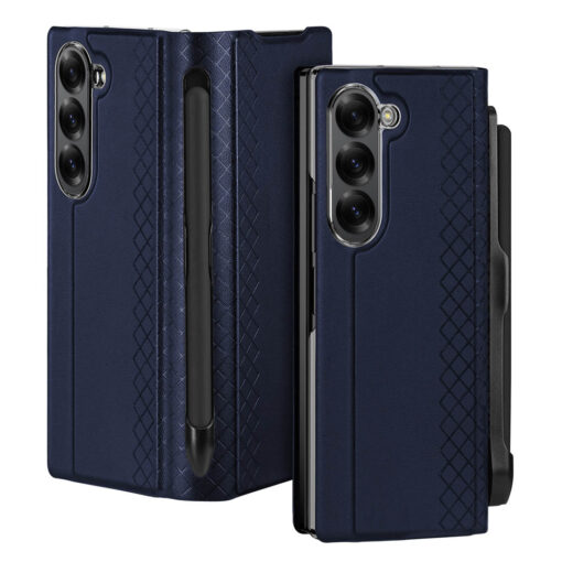 DUX DUCIS Bril Series PU Leather Case with Pen Holder for Samsung Galaxy Z Fold6 5G - Blue - Image 2