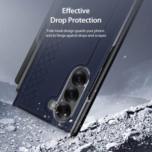 DUX DUCIS Bril Series PU Leather Case with Pen Holder for Samsung Galaxy Z Fold6 5G - Blue - Image 10