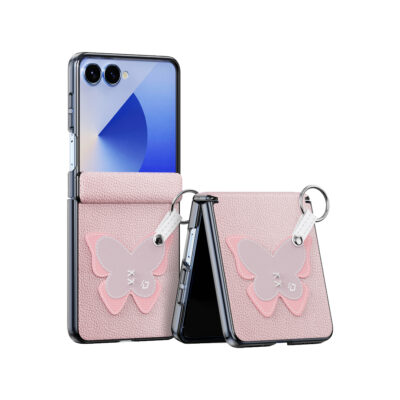Samsung Galaxy Z Flip 7 Foldable Case - Pink Butterfly | LUVY Series by Dux Ducis