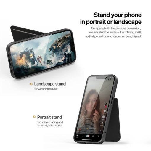 iPhone 16e 3 in 1 Magnetic Charging Wallet Case with Stand - Black | Rafi II Series by Dux Ducis - Image 5