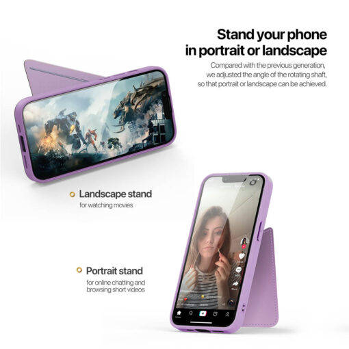 iPhone 16e 3 in 1 Magnetic Charging Wallet Case with Stand - Purple | Rafi II Series by Dux Ducis - Image 5