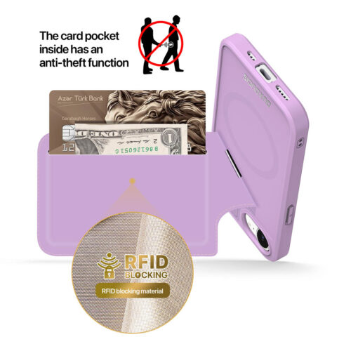 iPhone 16e 3 in 1 Magnetic Charging Wallet Case with Stand - Purple | Rafi II Series by Dux Ducis - Image 8