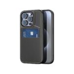 iPhone 15 Pro Card Holder Back Cover with Stand Black by Dux Ducis