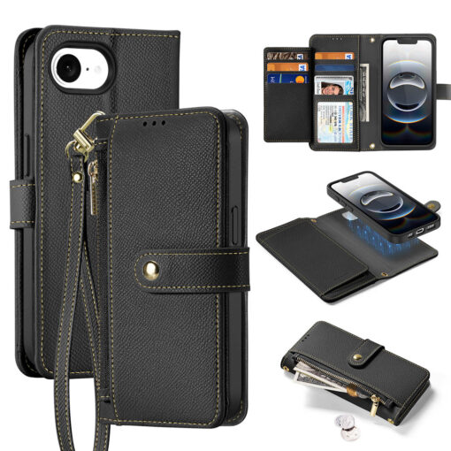 iPhone 16e 2 in 1 Magnetic Charging Wallet Case - Black | Lawa Series by Dux Ducis - Image 2