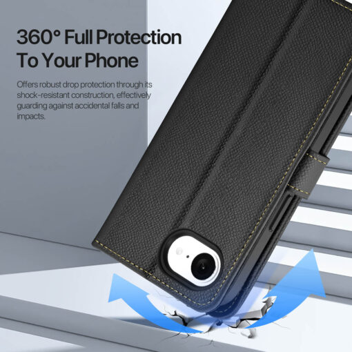 iPhone 16e 2 in 1 Magnetic Charging Wallet Case - Black | Lawa Series by Dux Ducis - Image 10