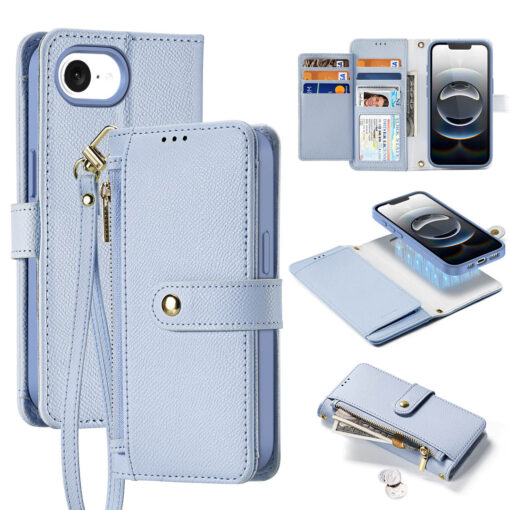 iPhone 16e 2 in 1 Magnetic Charging Wallet Case - Blue | Lawa Series by Dux Ducis - Image 2