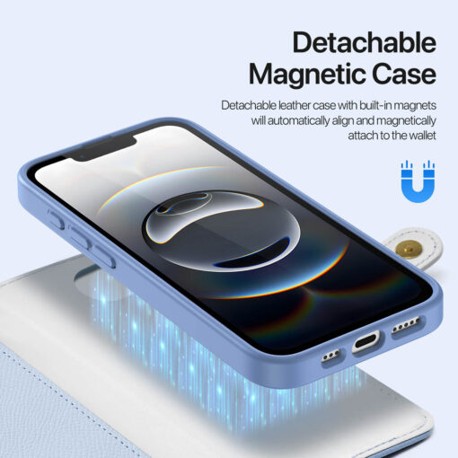 iPhone 16e 2 in 1 Magnetic Charging Wallet Case - Blue | Lawa Series by Dux Ducis - Image 5