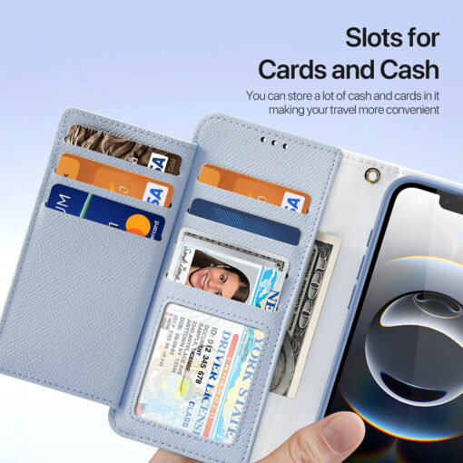 iPhone 16e 2 in 1 Magnetic Charging Wallet Case - Blue | Lawa Series by Dux Ducis - Image 7