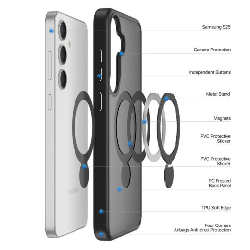 Samsung Galaxy S25 Plus Magnetic Charging Case with Fold Stand - Black | Yind Series by Dux Ducis - Image 4