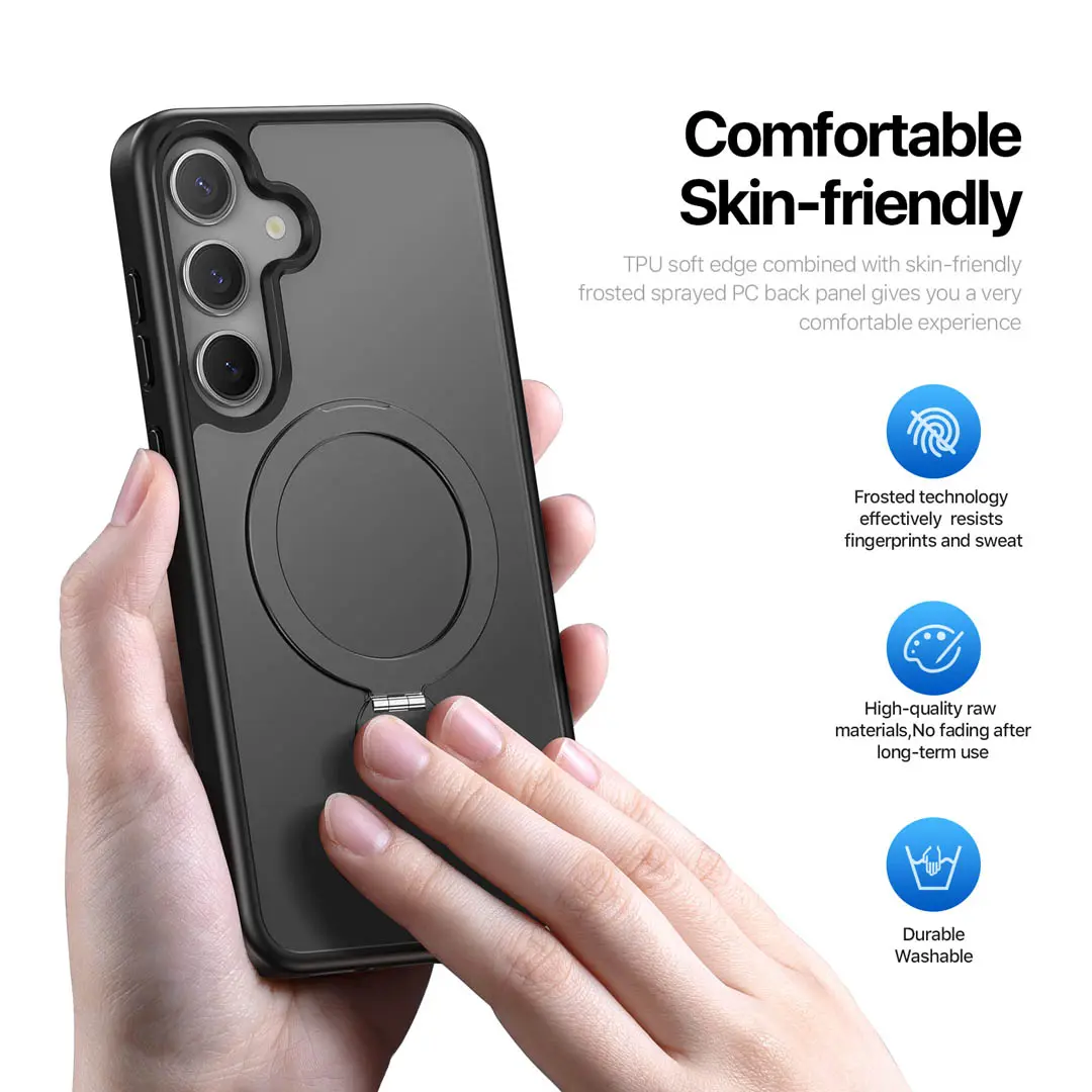 Samsung Galaxy S25 Plus Magnetic Frosted Case with Stand Black by Dux Ducis - Image 5