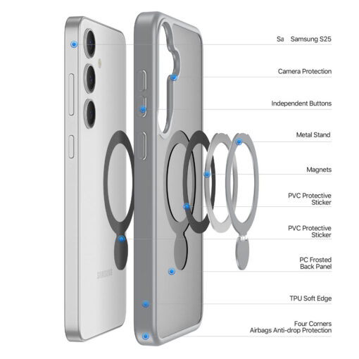 Samsung Galaxy S25 Magnetic Charging Case with Fold Stand - Grey | Yind Series by Dux Ducis - Image 4