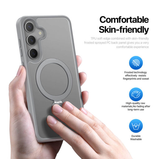 Samsung Galaxy S25 Magnetic Charging Case with Fold Stand - Grey | Yind Series by Dux Ducis - Image 5