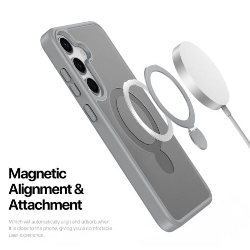 Samsung Galaxy S25 Magnetic Charging Case with Fold Stand - Grey | Yind Series by Dux Ducis - Image 6
