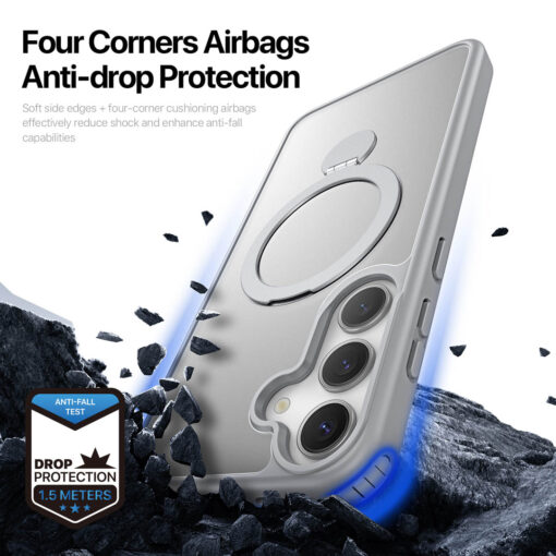 Samsung Galaxy S25 Magnetic Charging Case with Fold Stand - Grey | Yind Series by Dux Ducis - Image 8