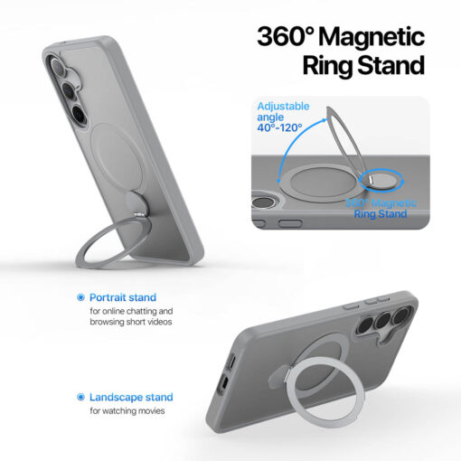 Samsung Galaxy S25 Magnetic Charging Case with Fold Stand - Grey | Yind Series by Dux Ducis - Image 9