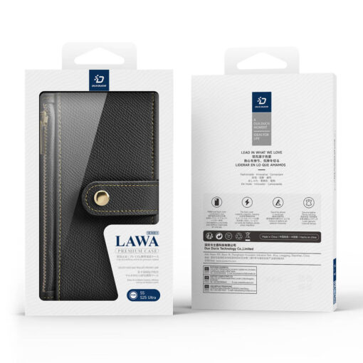 Samsung Galaxy S25 Ultra 2 in 1 Magnetic Charging Wallet Case - Black | Lawa Series by Dux Ducis - Image 12