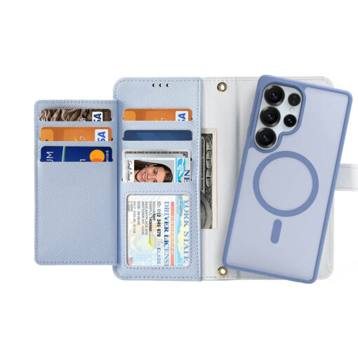 Samsung Galaxy S25 Ultra 2 in 1 Magnetic Charging Wallet Case - Light Blue | Lawa Series by Dux Ducis