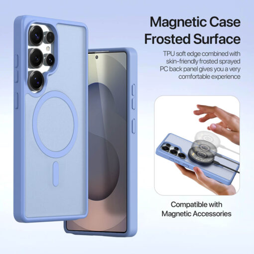 Samsung Galaxy S25 Ultra 2 in 1 Magnetic Charging Wallet Case - Light Blue | Lawa Series by Dux Ducis - Image 6