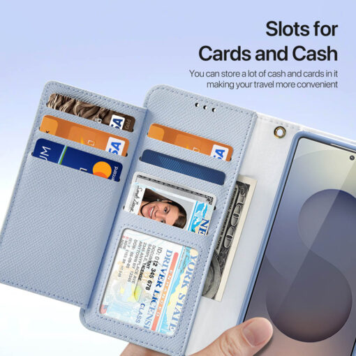 Samsung Galaxy S25 Ultra 2 in 1 Magnetic Charging Wallet Case - Light Blue | Lawa Series by Dux Ducis - Image 7