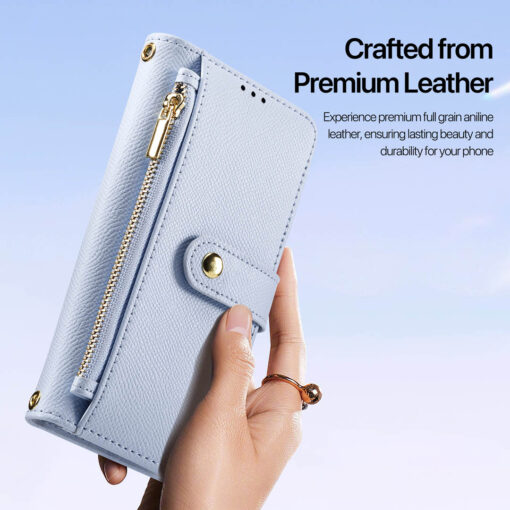 Samsung Galaxy S25 Ultra 2 in 1 Magnetic Charging Wallet Case - Light Blue | Lawa Series by Dux Ducis - Image 9