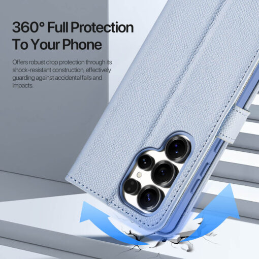 Samsung Galaxy S25 Ultra 2 in 1 Magnetic Charging Wallet Case - Light Blue | Lawa Series by Dux Ducis - Image 10