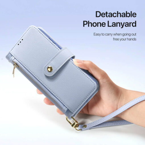 Samsung Galaxy S25 Ultra 2 in 1 Magnetic Charging Wallet Case - Light Blue | Lawa Series by Dux Ducis - Image 11