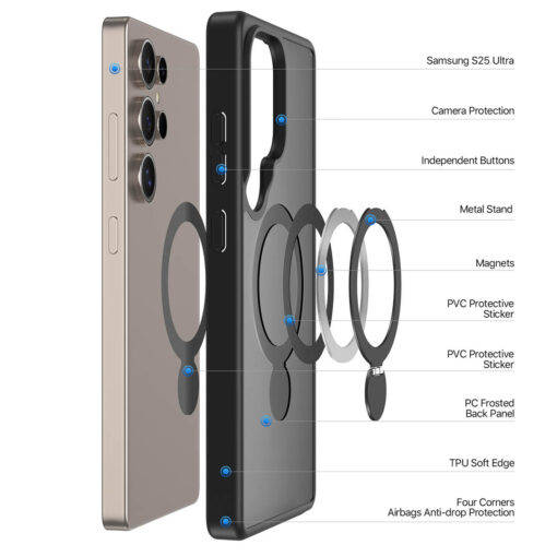 Samsung Galaxy S25 Ultra Magnetic Charging Case with Fold Stand - Black | Yind Series by Dux Ducis - Image 4