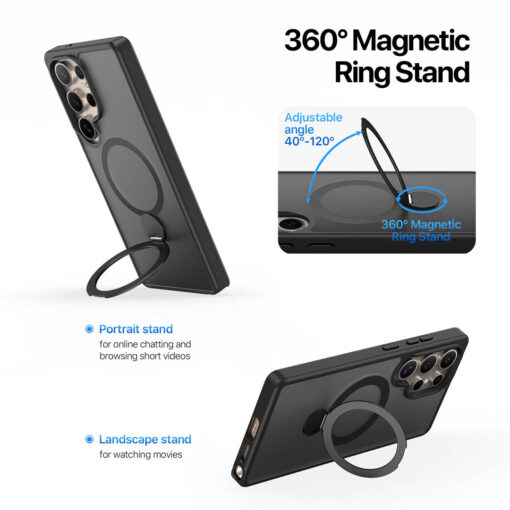 Samsung Galaxy S25 Ultra Magnetic Charging Case with Fold Stand - Black | Yind Series by Dux Ducis - Image 9