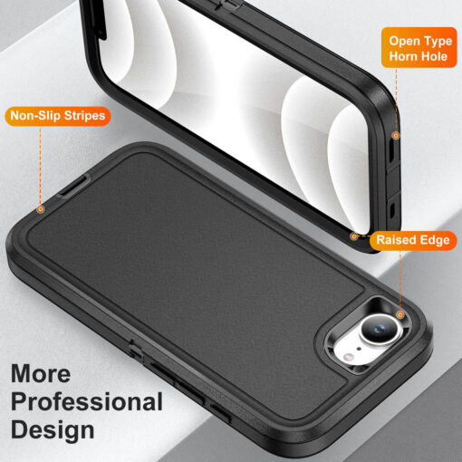 iPhone 16e Heavy Duty Case - Black | Military Drop Protection | Rugged Protection | Anti-Scratch - Image 3