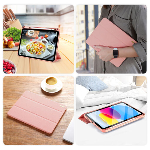 iPad 11 / iPad 10 Full Cover Folio Case - Rose Pink | Domo Series by Dux Ducis - Image 9