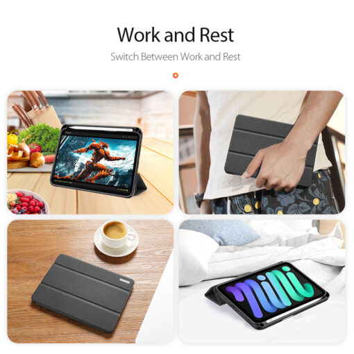 iPad Mini 7 / Mini 6 Full Cover Folio Case - Black | Domo Series by Dux Ducis - Image 9
