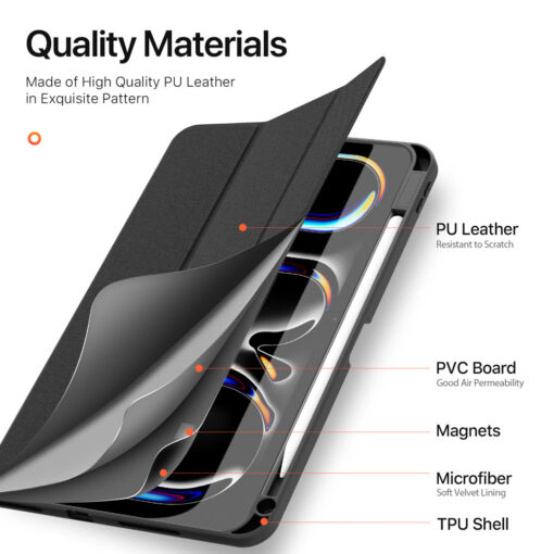 iPad Pro 11" (2024) Full Cover Folio Case - Black | Domo Series by Dux Ducis - Image 6